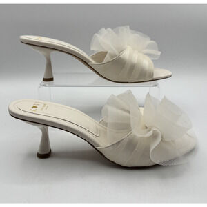 Kate Spade Flourish Tulle Heeled Sandals White/Cream Size 10B, Wedding Shoe, NIB